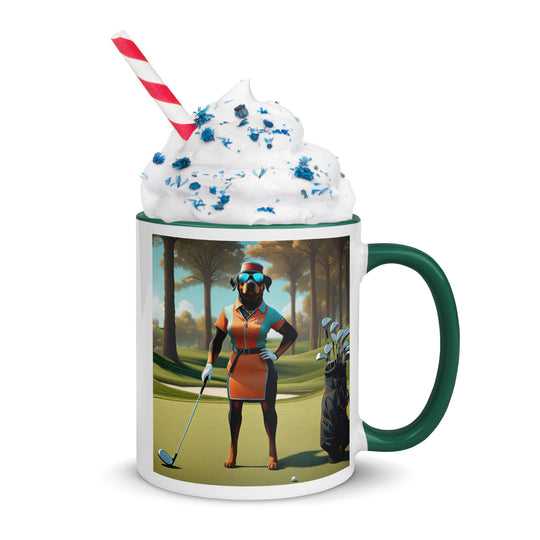 Rottweiler Golfer- Mug with Color Inside v4