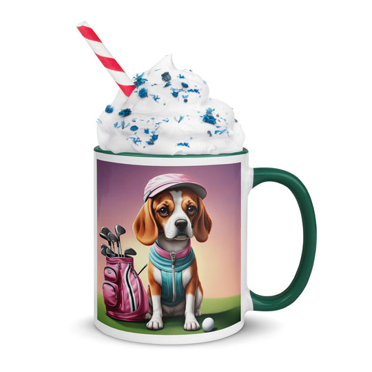 Beagle Golfer- Mug with Color Inside v3