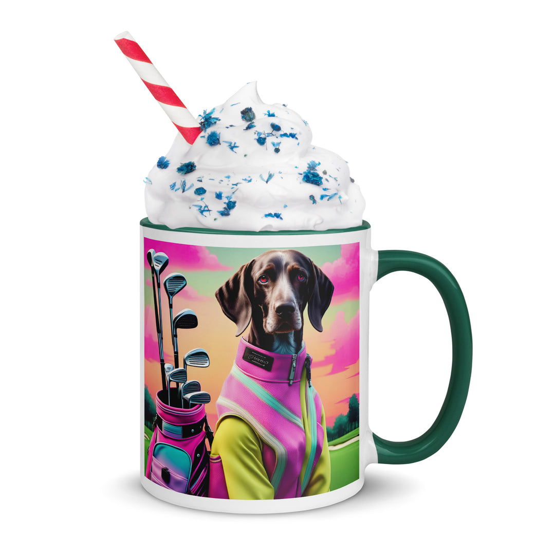 German Shorthaired Pointer Golfer- Mug with Color Inside v3