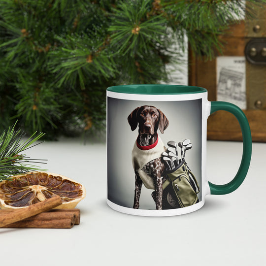 German Shorthaired Pointer Golfer- Mug with Color Inside v4