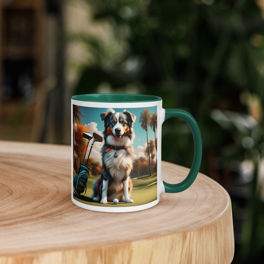 Australian Shepherd Golfer- Mug with Color Inside v2