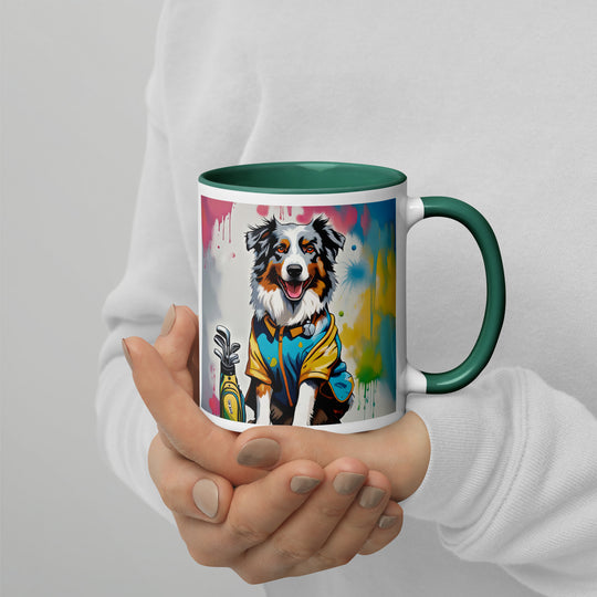 Australian Shepherd Golfer- Mug with Color Inside v3