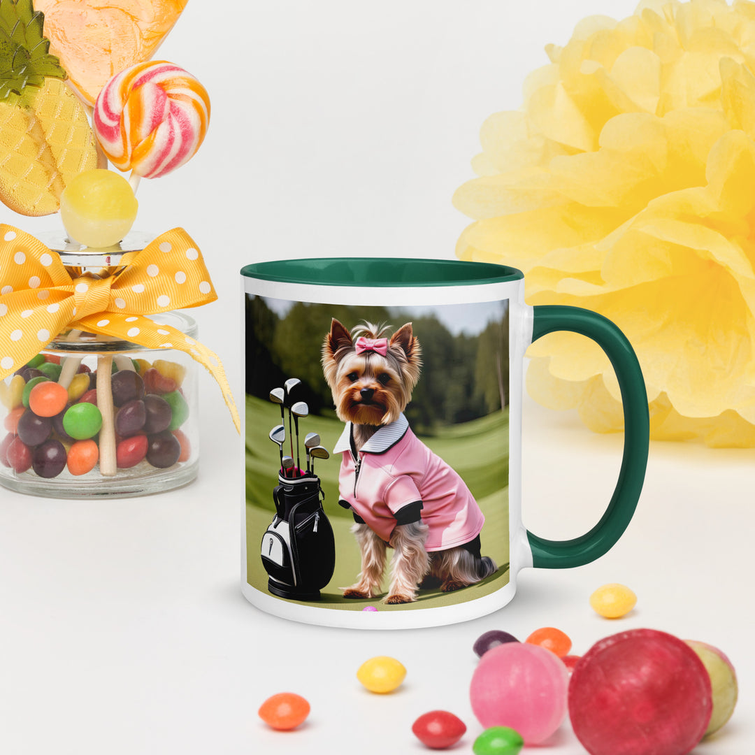 Yorkshire Terrier Golfer- Mug with Color Inside v2