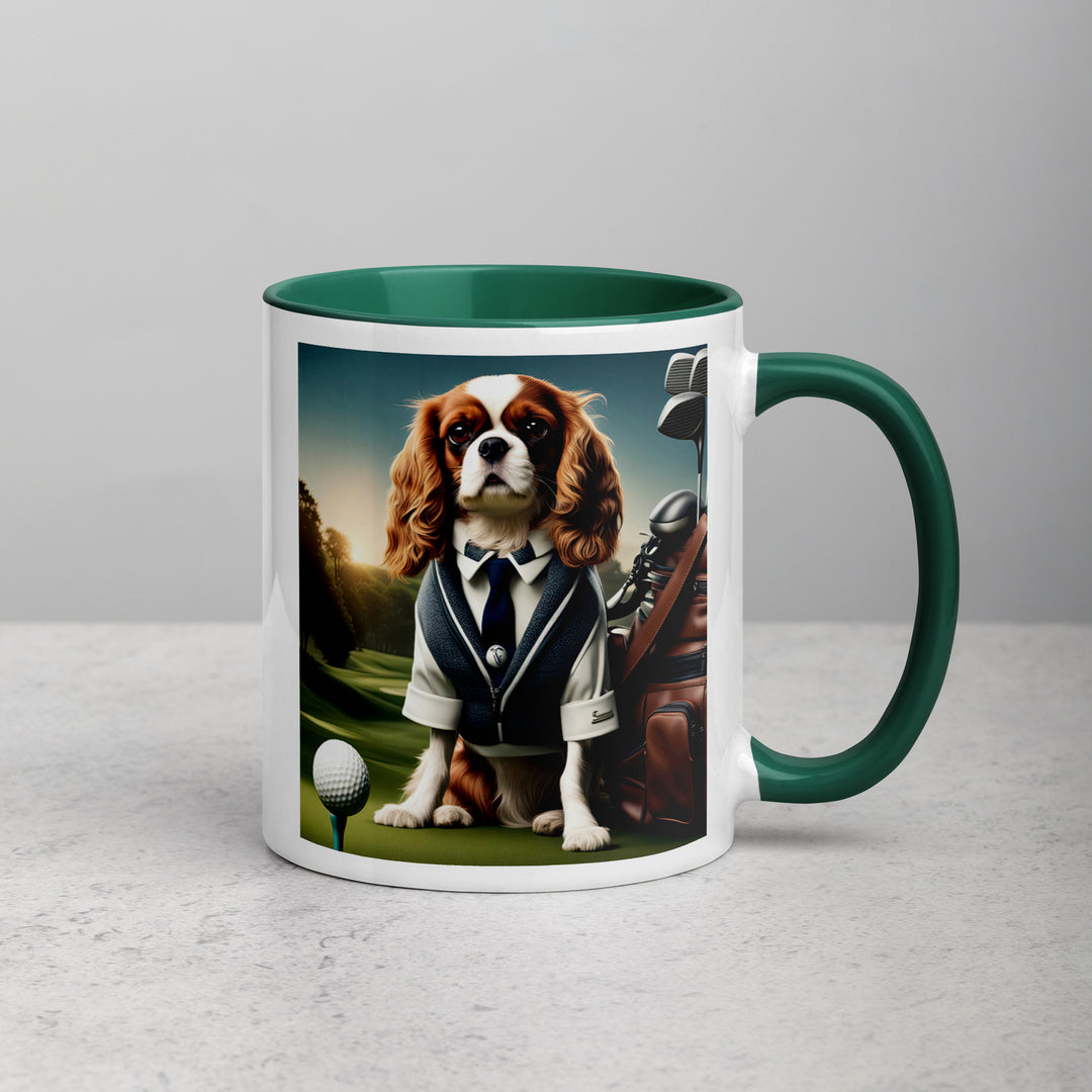 Cavalier King Charles Spaniel Golfer- Mug with Color Inside v3