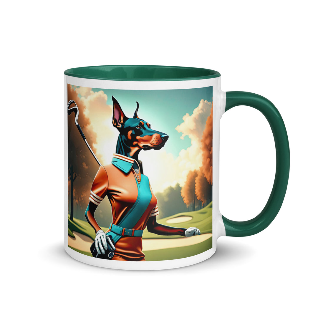 Doberman Pinscher Golfer- Mug with Color Inside