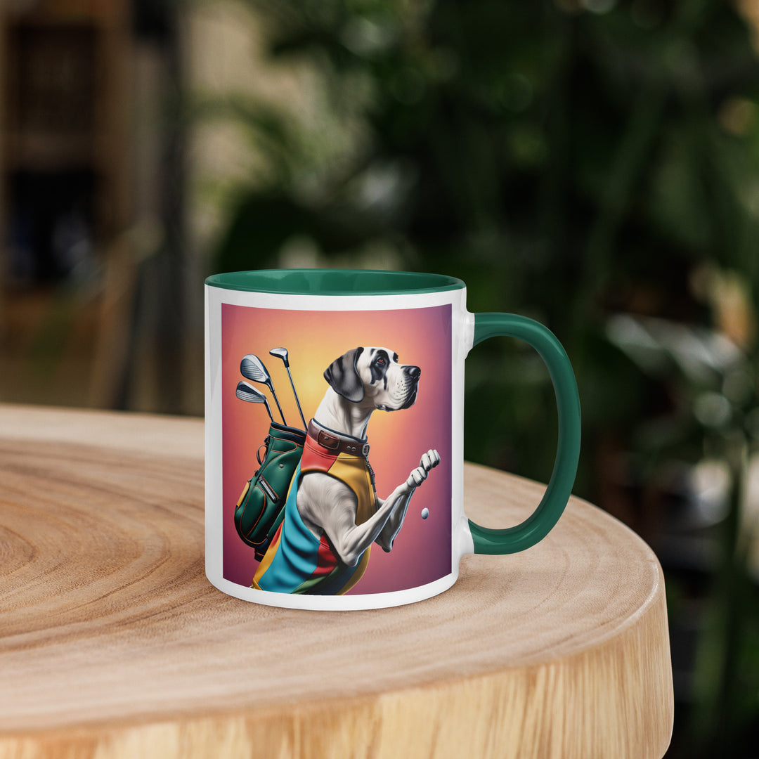 Great Dane Golfer- Mug with Color Inside