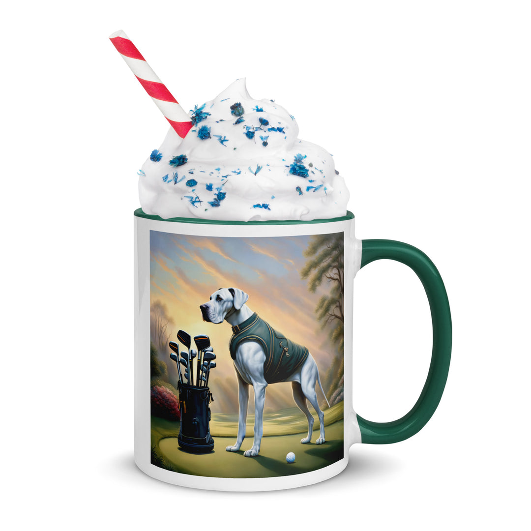 Great Dane Golfer- Mug with Color Inside v3