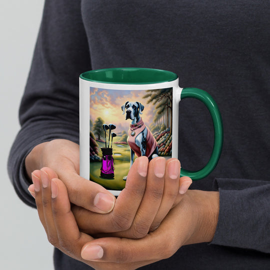 Great Dane Golfer- Mug with Color Inside v4