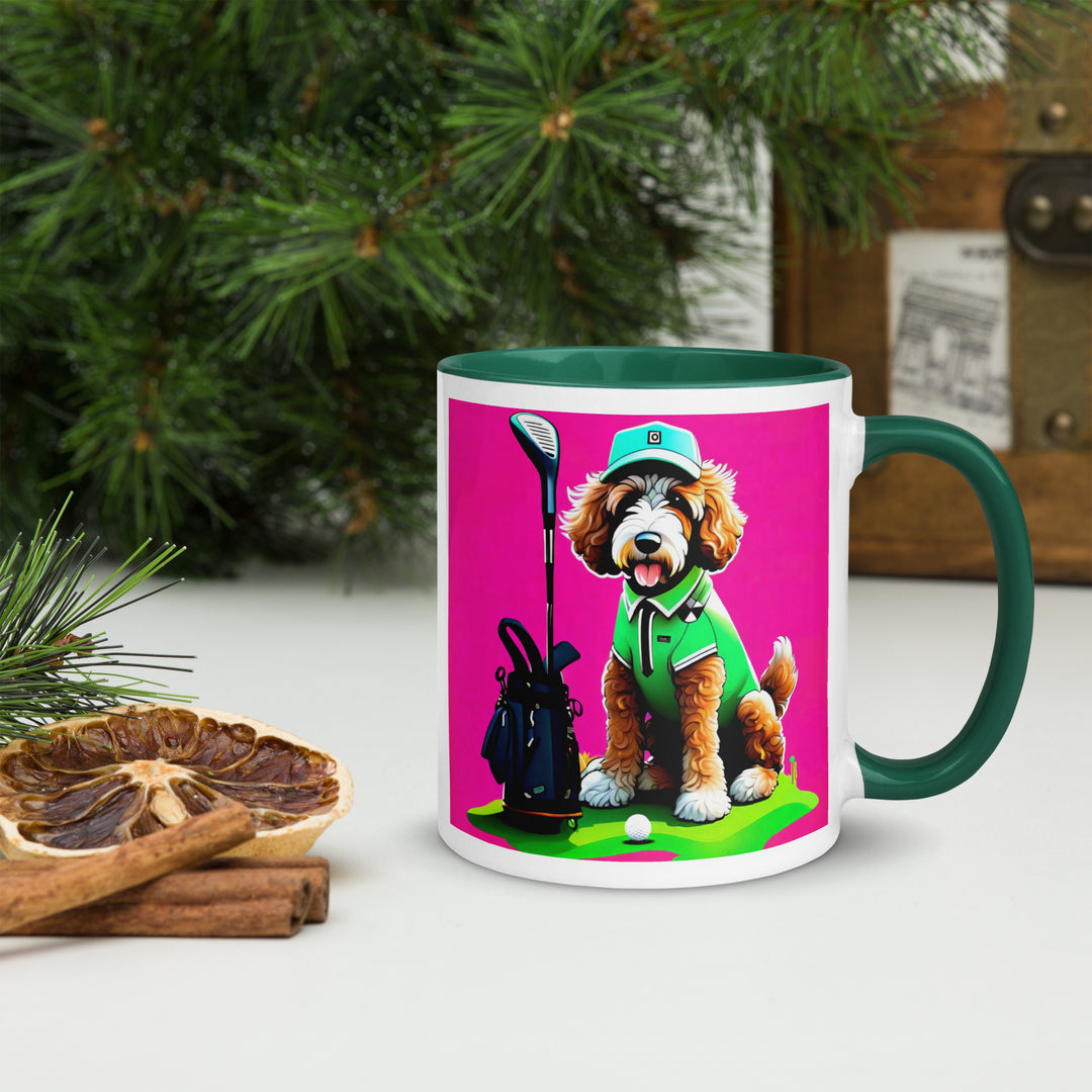 Bernedoodle Golfer- Mug with Color Inside v2