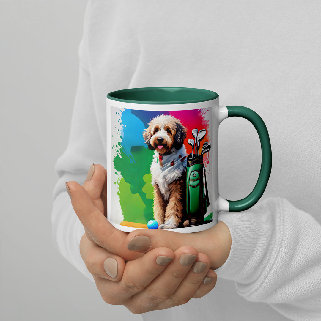 Bernedoodle Golfer- Mug with Color Inside v3