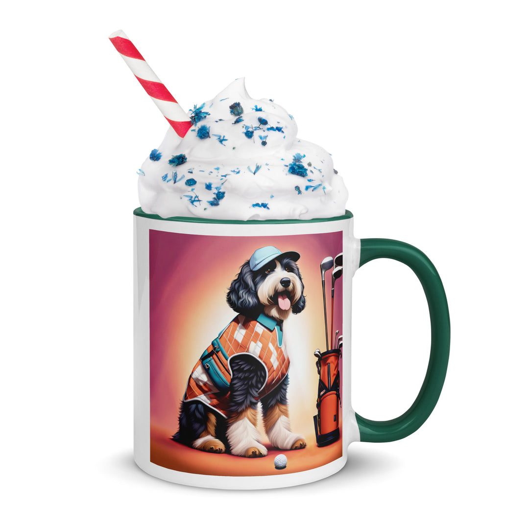 Bernedoodle Golfer- Mug with Color Inside v4