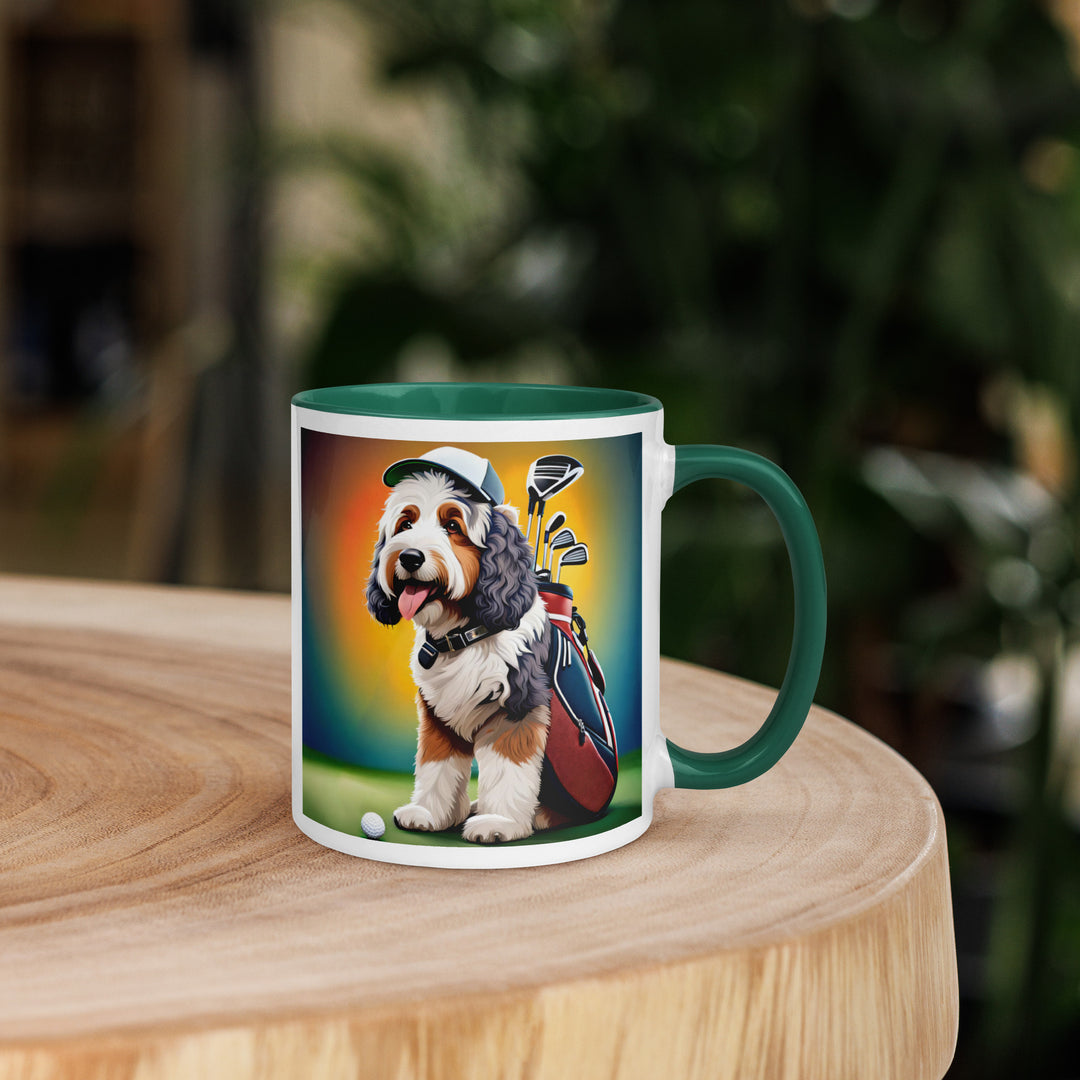 Bernedoodle Golfer- Mug with Color Inside v6