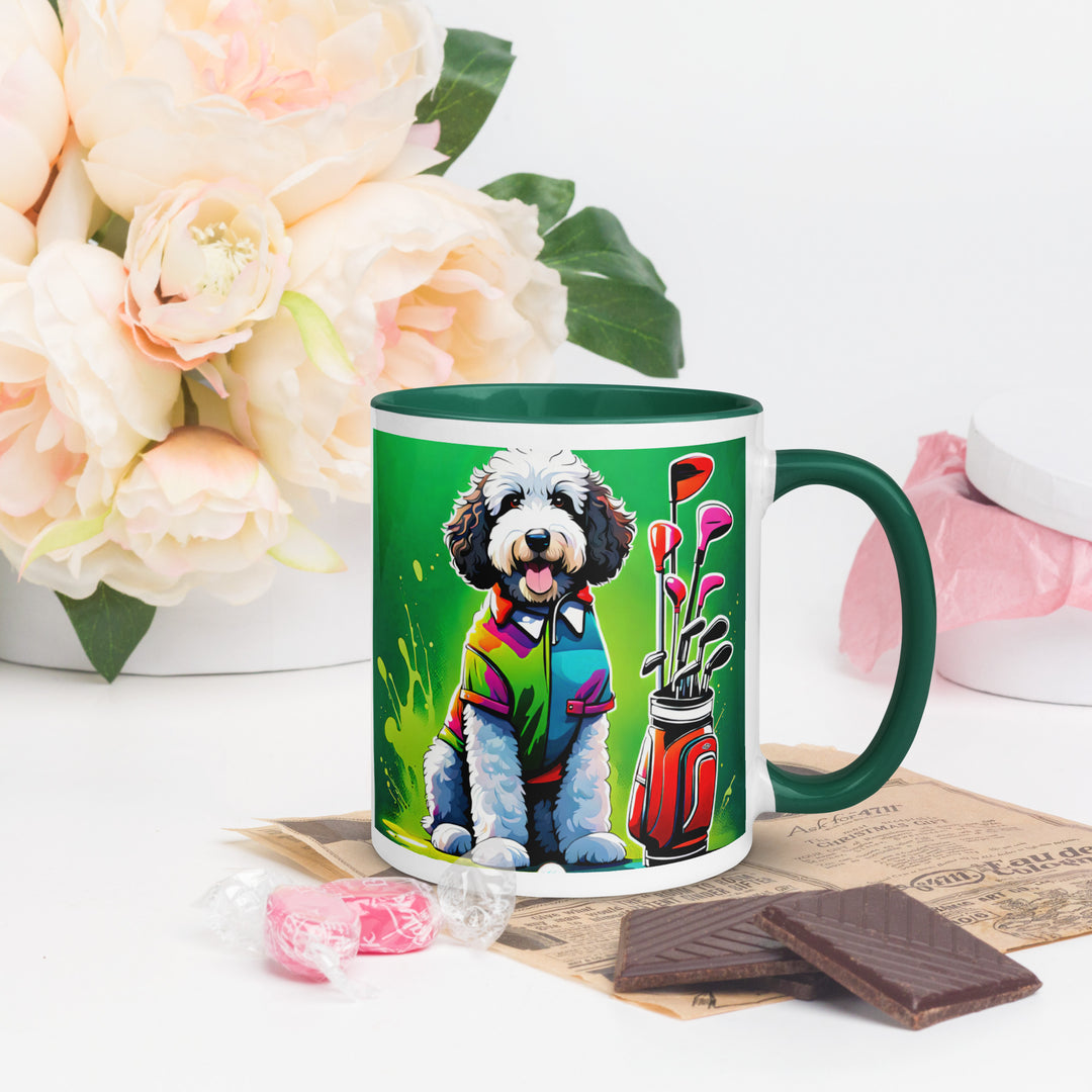 Bernedoodle Golfer- Mug with Color Inside v7