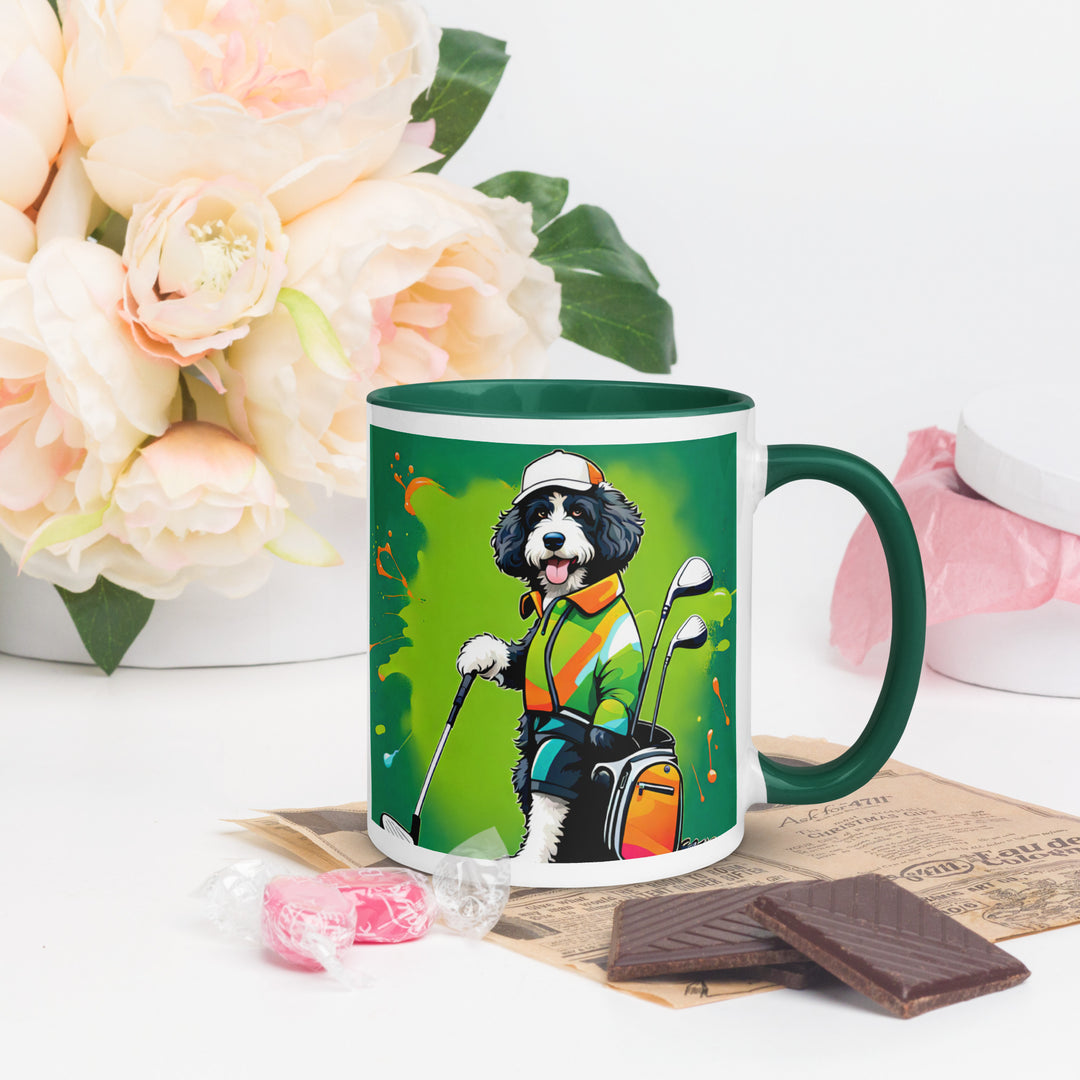 Bernedoodle Golfer- Mug with Color Inside v8