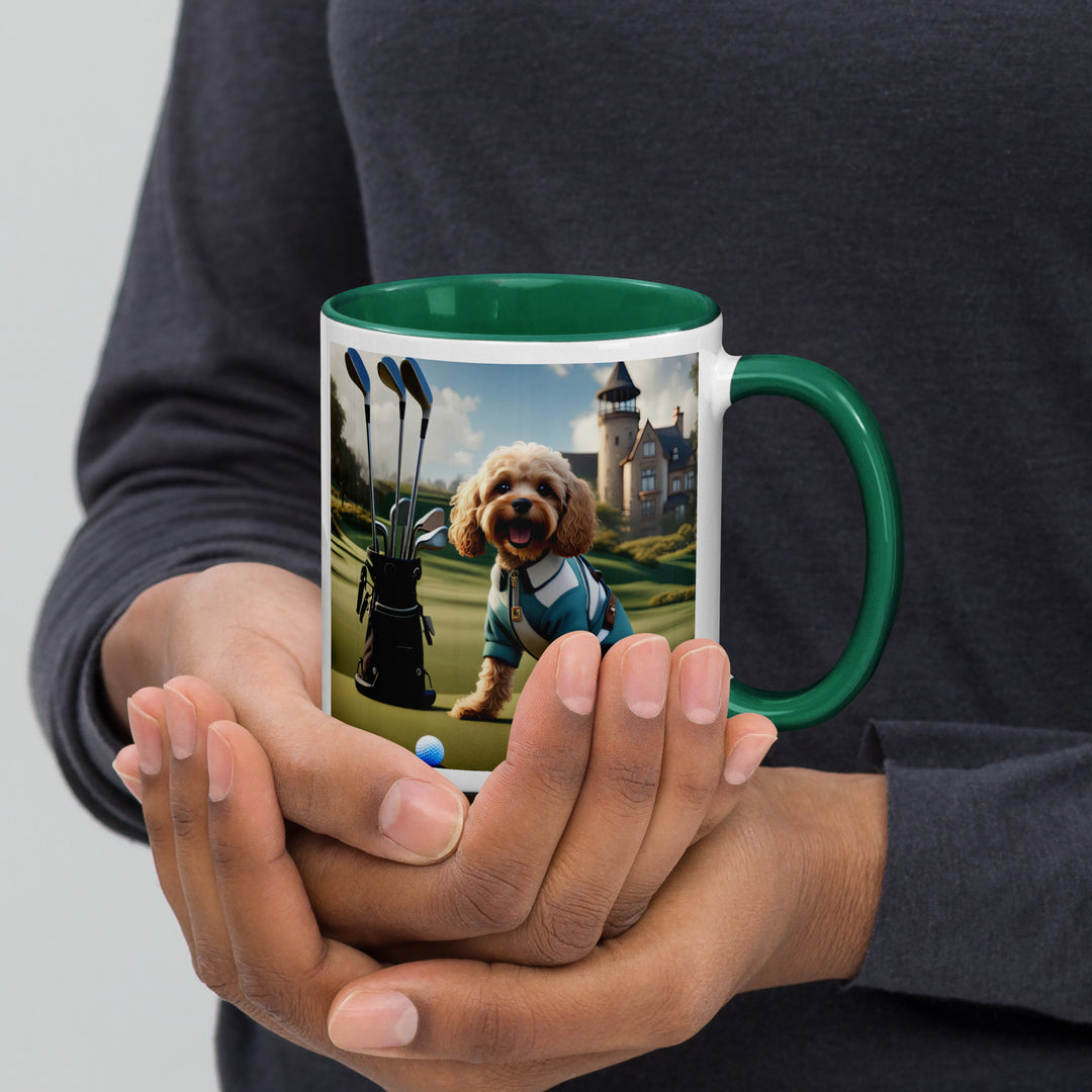 Cavapoo Golfer- Mug with Color Inside v6