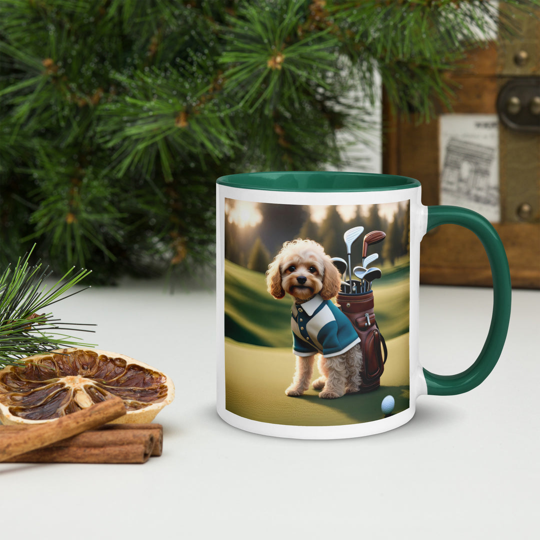 Cavapoo Golfer- Mug with Color Inside v8