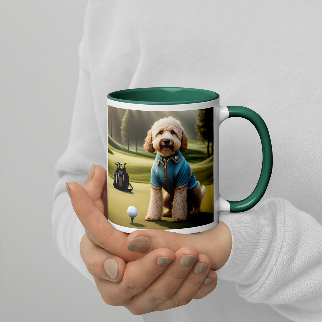 Goldendoodle Golfer- Mug with Color Inside v6