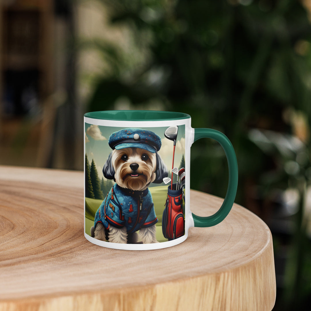 Yorkipoo Golfer- Mug with Color Inside v4