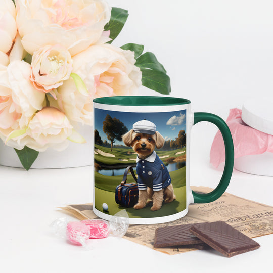 Yorkipoo Golfer- Mug with Color Inside v6