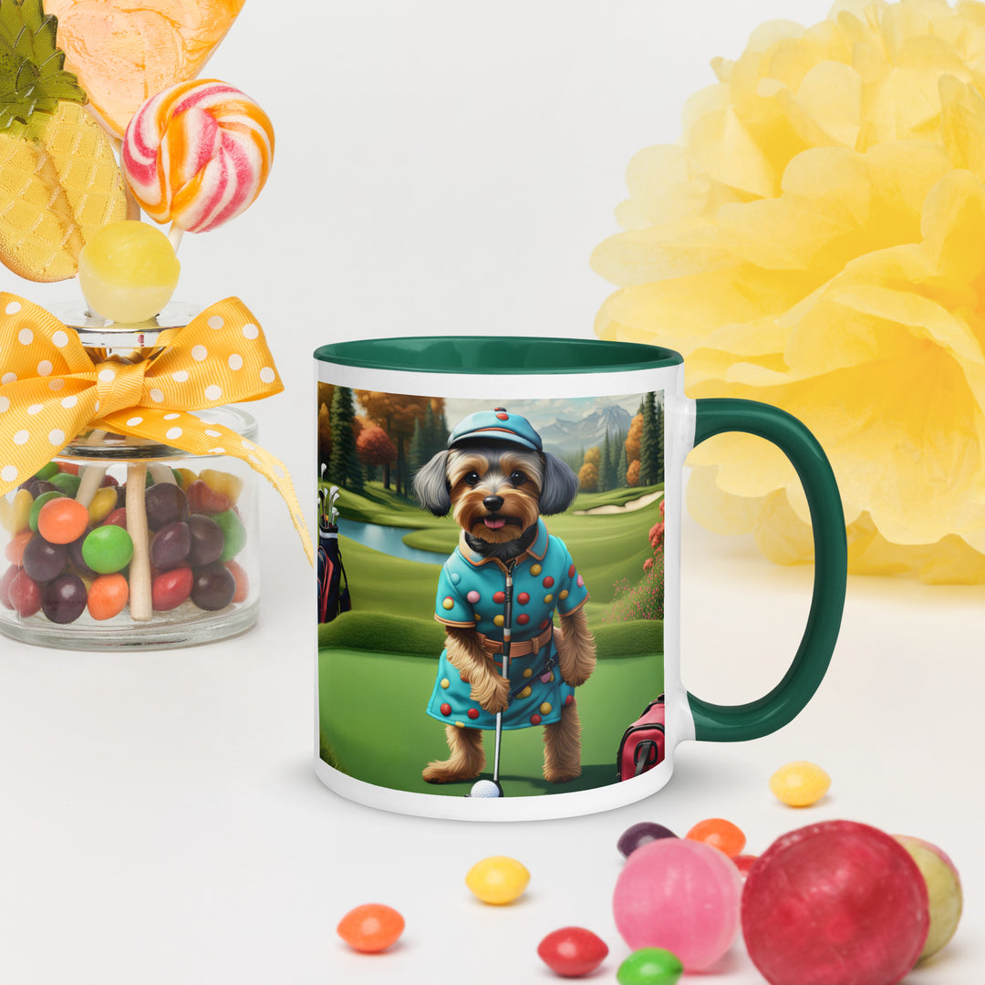 Yorkipoo Golfer- Mug with Color Inside v8