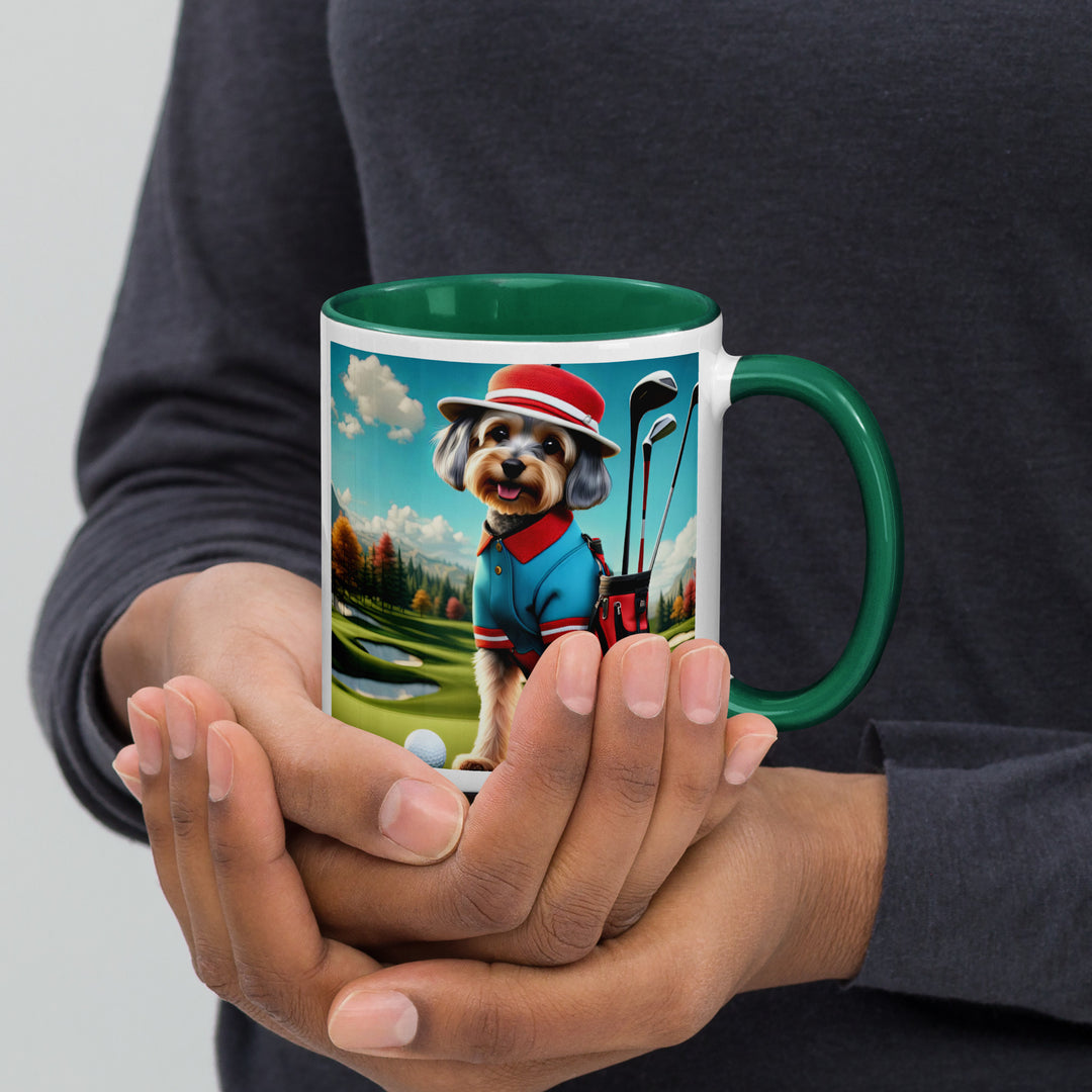 Yorkipoo Golfer- Mug with Color Inside v13