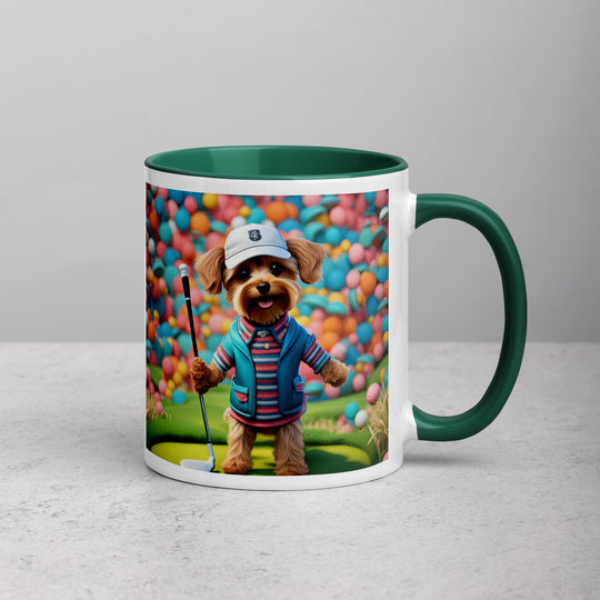 Yorkipoo Golfer- Mug with Color Inside v14