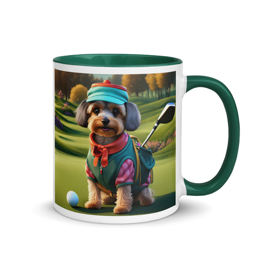 Yorkipoo Golfer- Mug with Color Inside v15