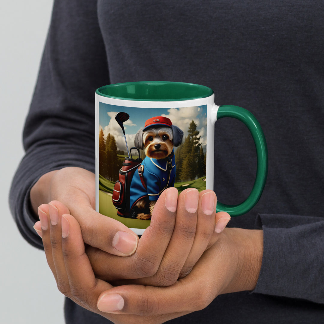 Yorkipoo Golfer- Mug with Color Inside v16