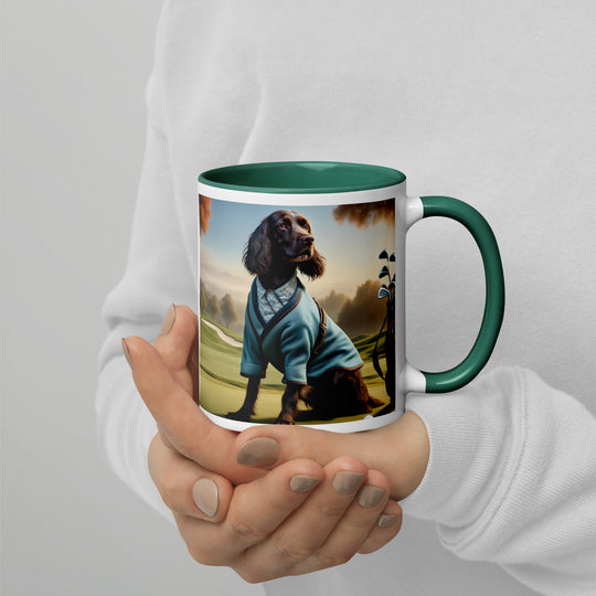 Sprocker Spaniel Golfer- Mug with Color Inside v3