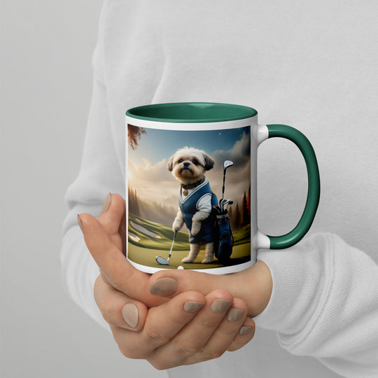 Pugapoo Golfer- Mug with Color Inside v6