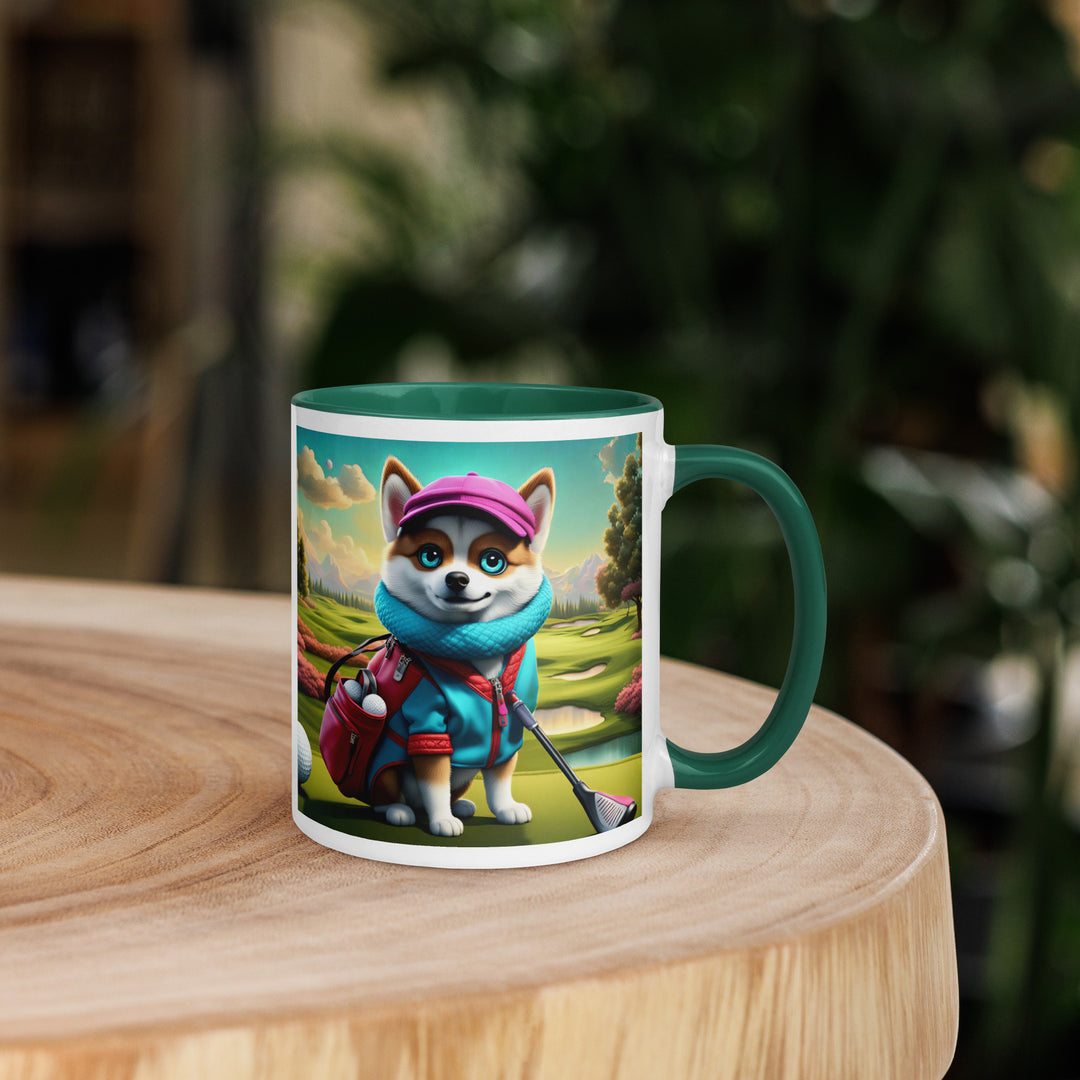 Pomsky Golfer- Mug with Color Inside v2