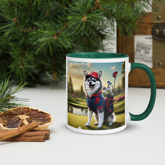 Pomsky Golfer- Mug with Color Inside v3