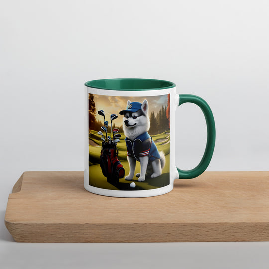 Pomsky Golfer- Mug with Color Inside v4