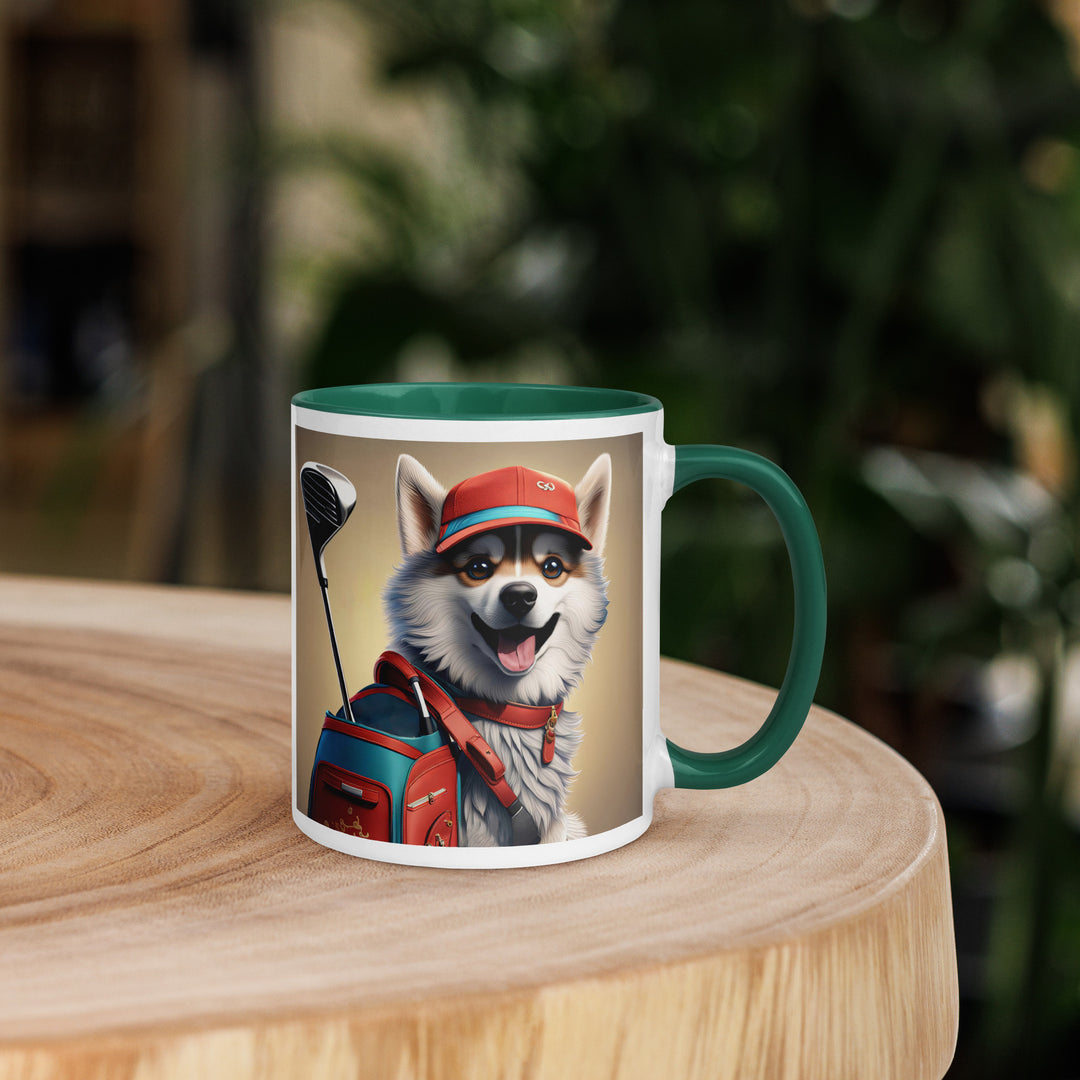 Pomsky Golfer- Mug with Color Inside v8