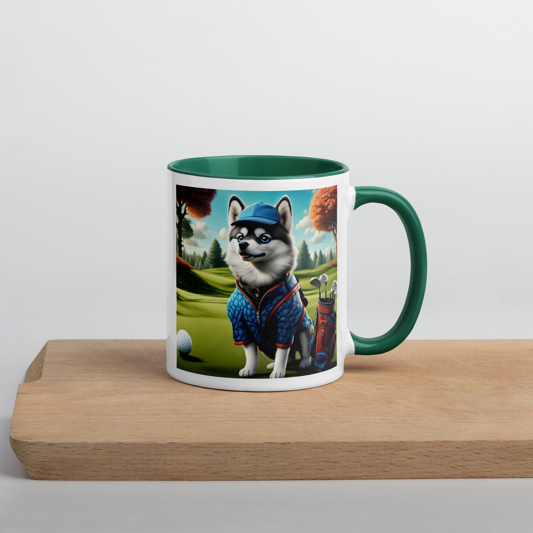 Pomsky Golfer- Mug with Color Inside v5