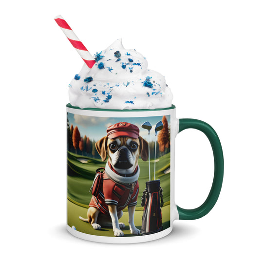 Puggle Golfer- Mug with Color Inside v6