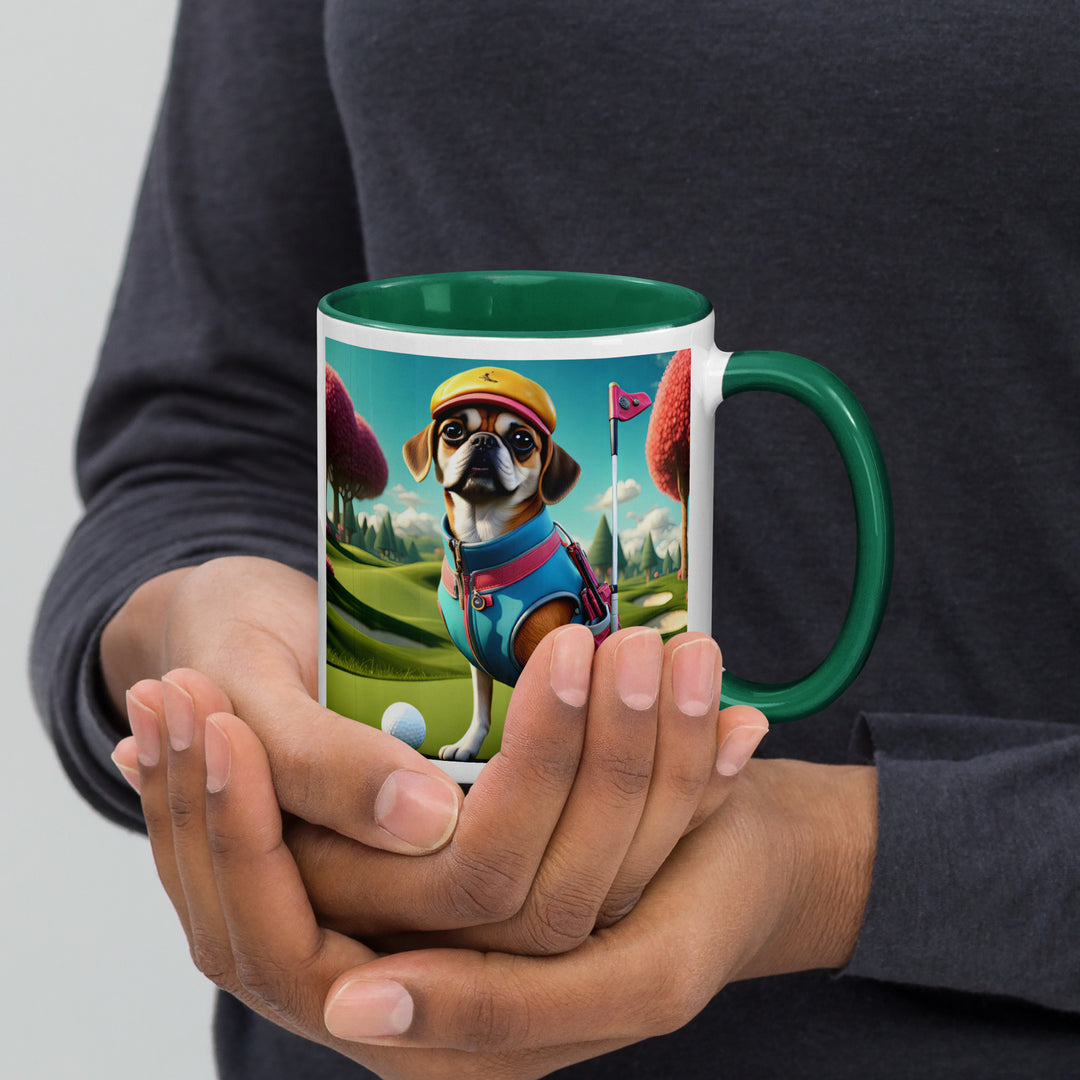 Puggle Golfer- Mug with Color Inside v8