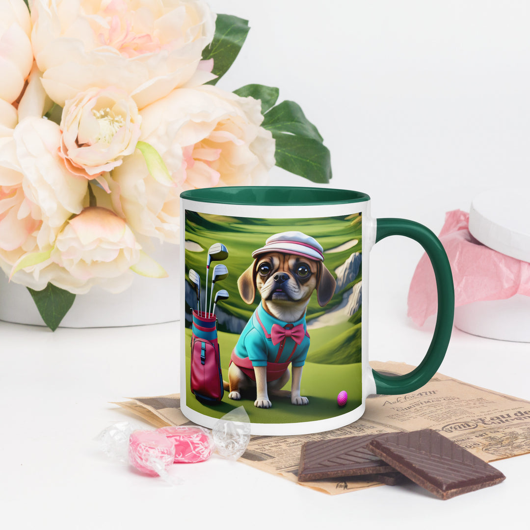 Puggle Golfer- Mug with Color Inside v10