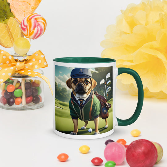 Puggle Golfer- Mug with Color Inside v16