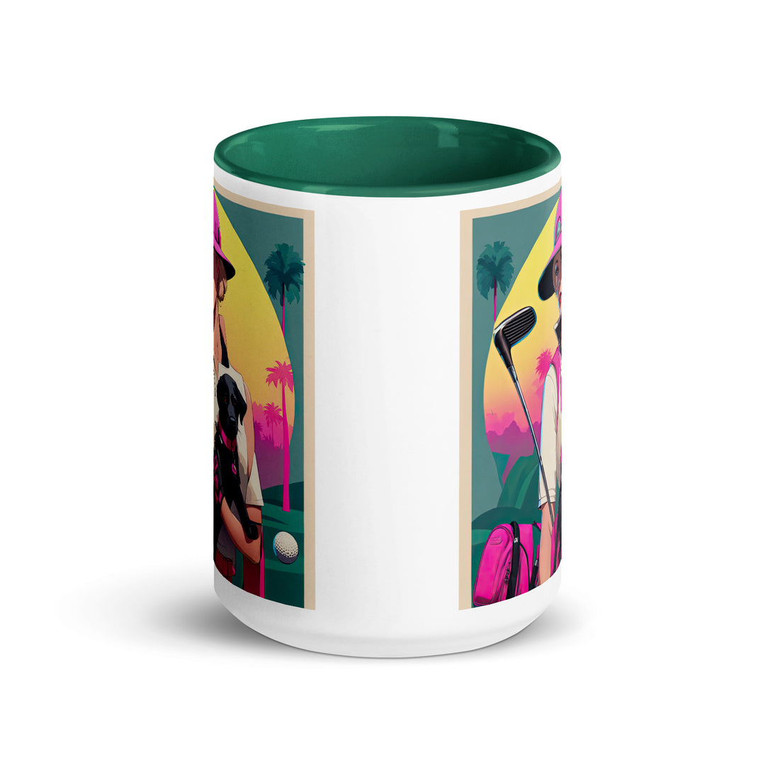 Mug with Color Inside-Labrador Retriever Golfer