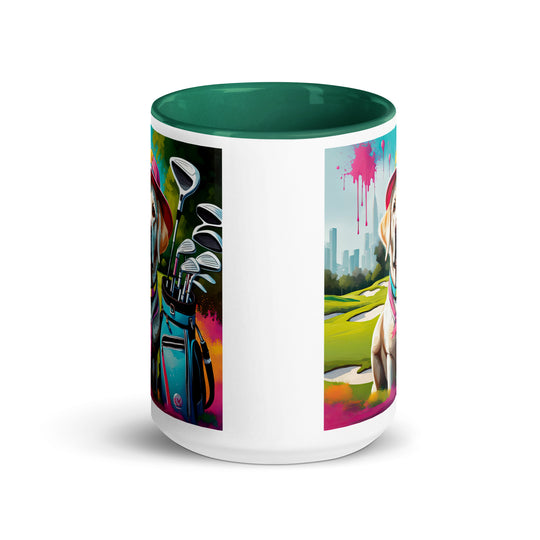 Mug with Color Inside-Labrador Retriever Golfer v9