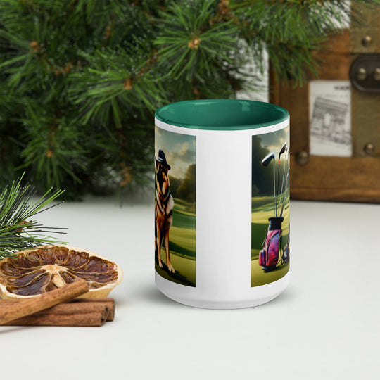 German Shepherd Golfer- Mug with Color Inside