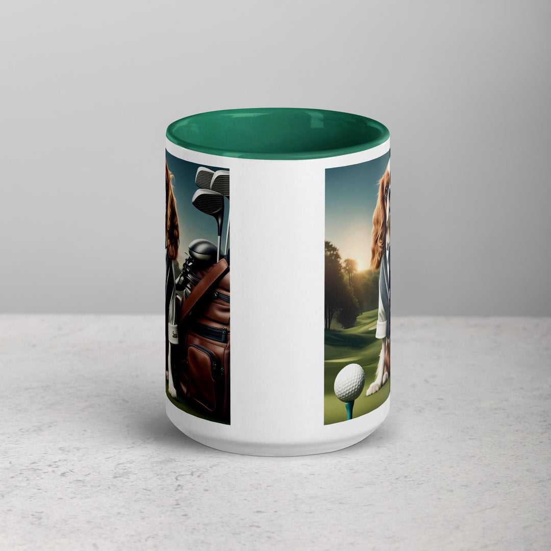 Cavalier King Charles Spaniel Golfer- Mug with Color Inside v3