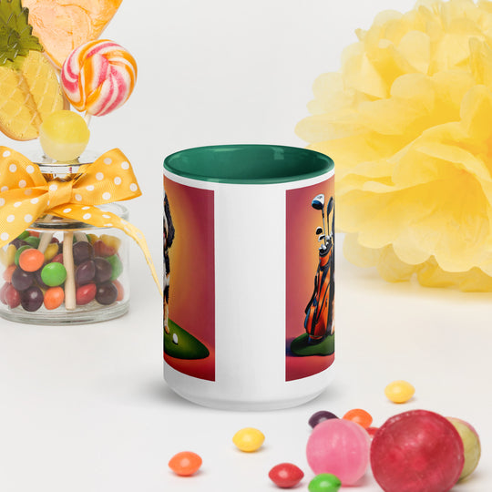 Bernedoodle Golfer- Mug with Color Inside v5