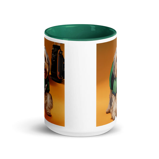 Yorkipoo Golfer- Mug with Color Inside v11