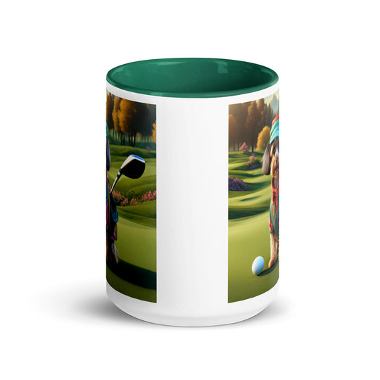 Yorkipoo Golfer- Mug with Color Inside v15