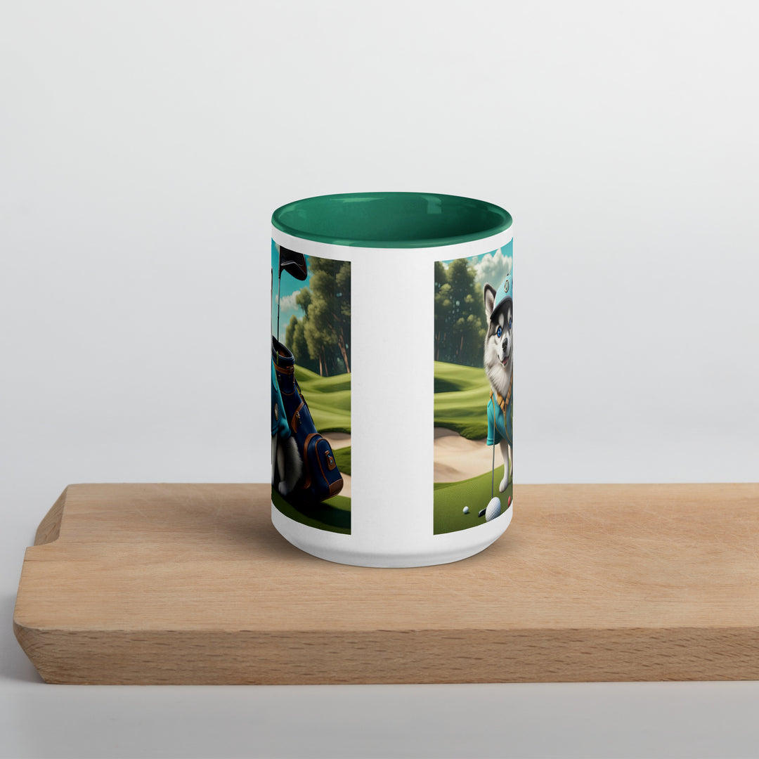 Pomsky Golfer- Mug with Color Inside