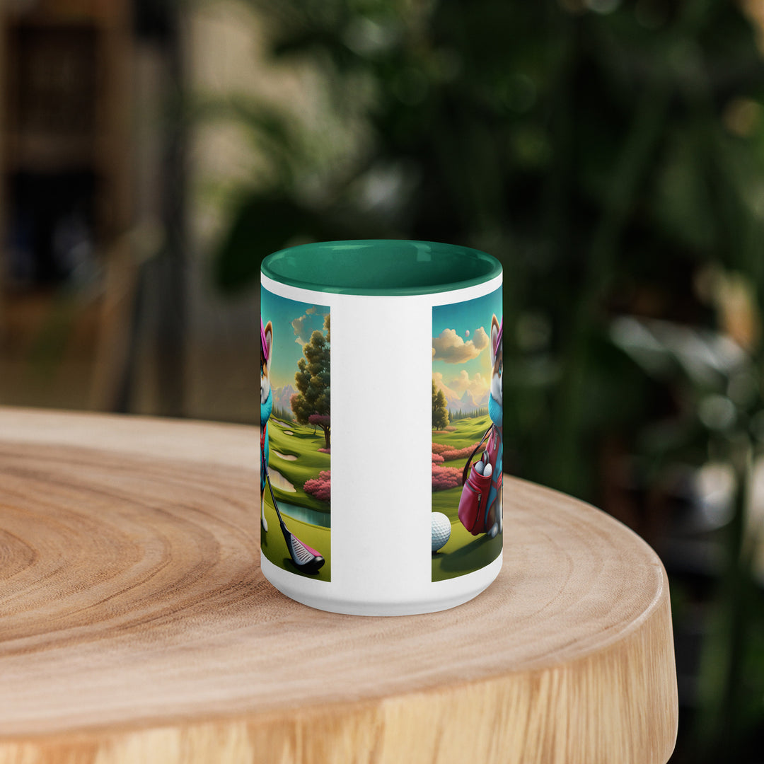 Pomsky Golfer- Mug with Color Inside v2