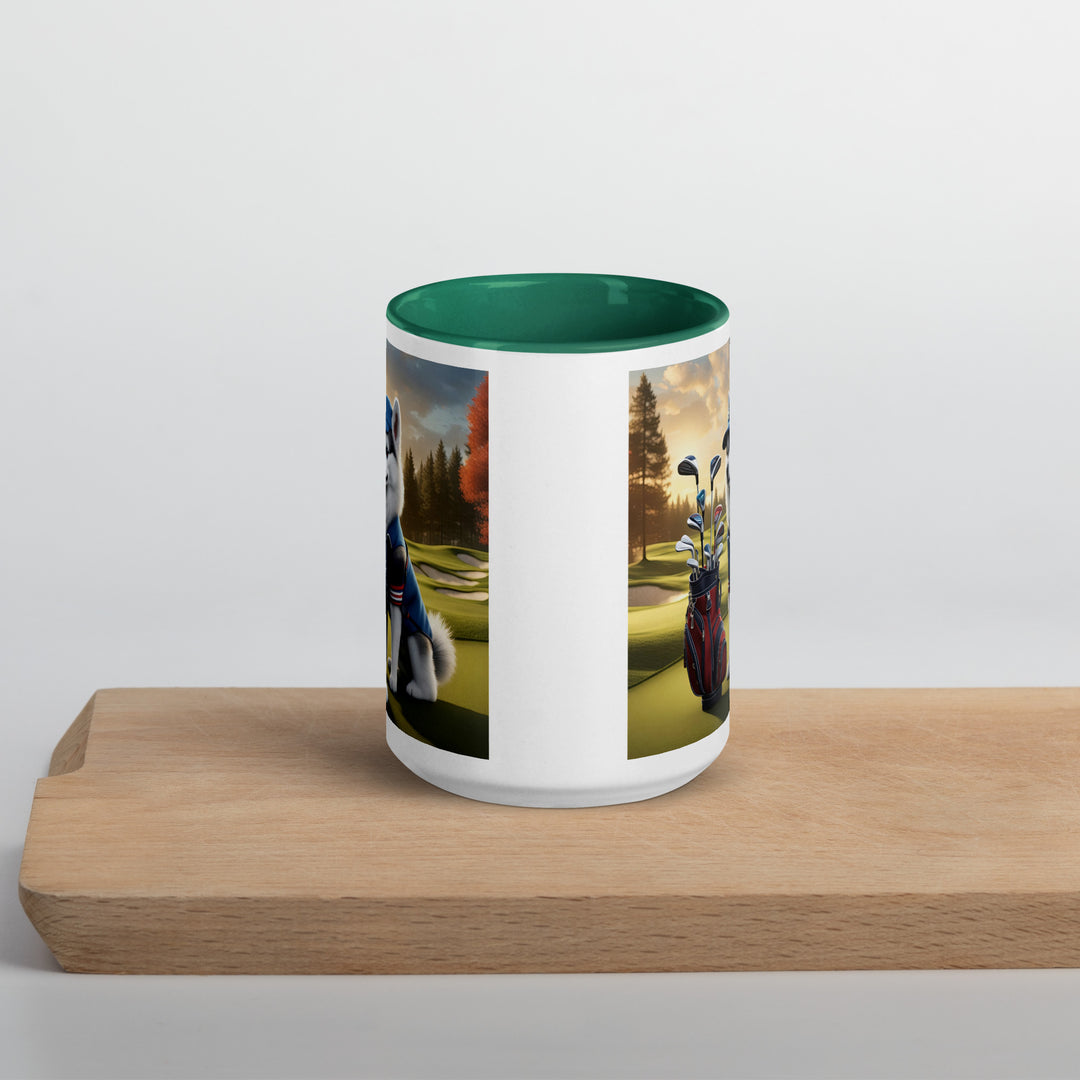 Pomsky Golfer- Mug with Color Inside v4