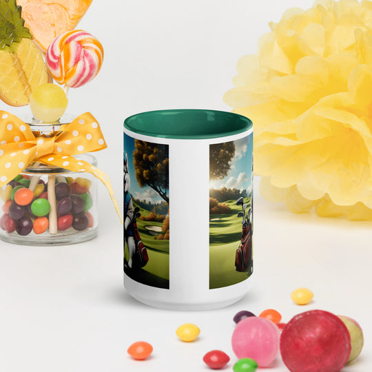 Pomsky Golfer- Mug with Color Inside v9